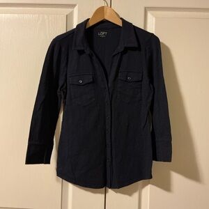 LOFT 100% Cotton Charcoal Button Down